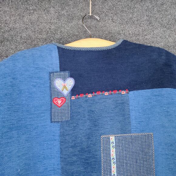 Vintage Koret City Womens Blues Button-Up Patchwork Jacket Blue L Embellished - Picture 6 of 11